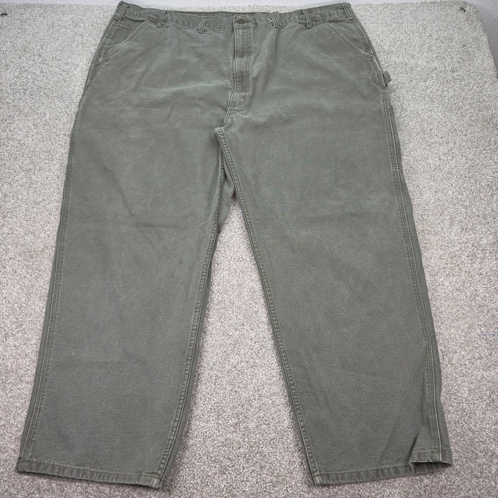 Carhartt B11-MOS Washed Duck Work Dungaree Pants Moss Green 50x30 Loose Fit Mens